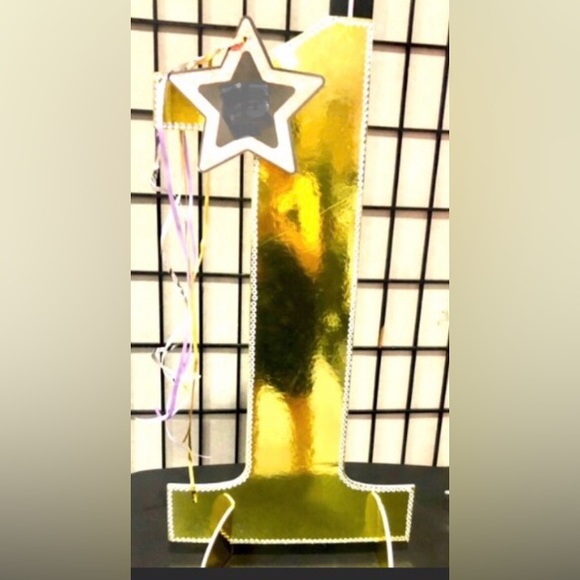 PARTY NUMBER XL Metallic Gold # 1 cutout can embellish for any occasion size 24” - Picture 2 of 4